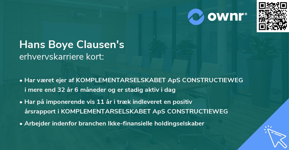 Hans Boye Clausen's erhvervskarriere kort