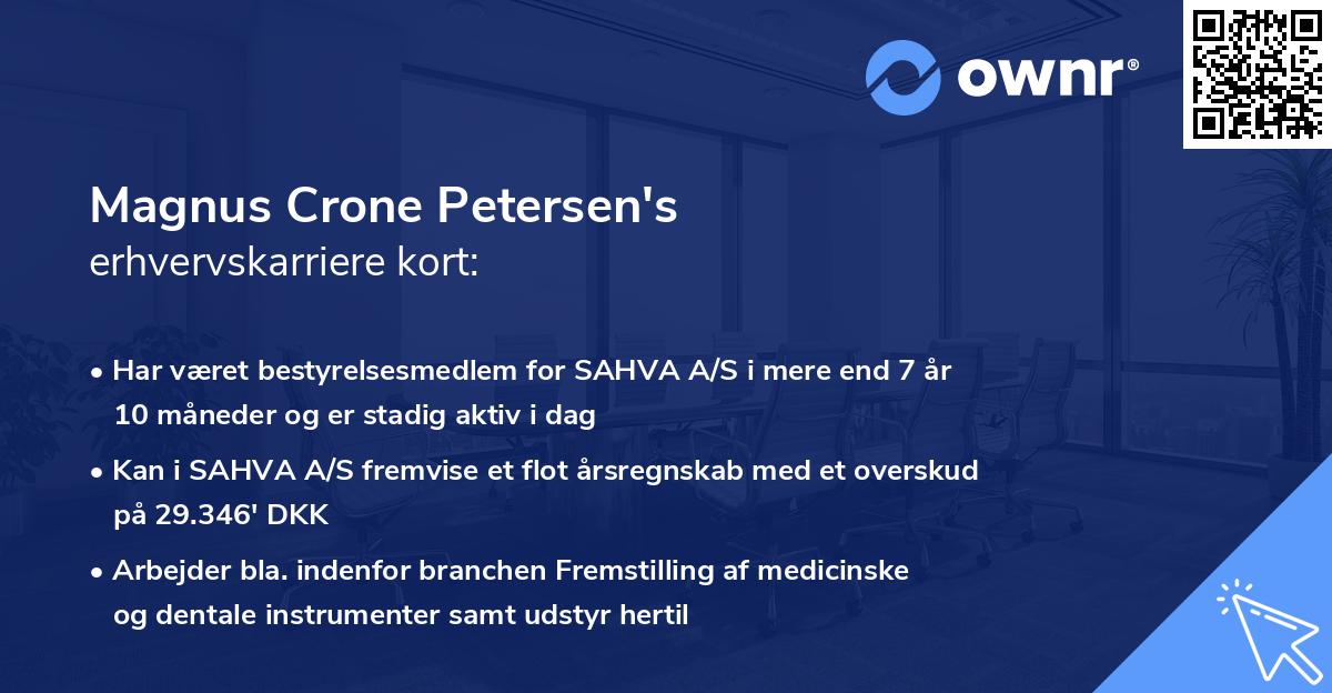 Magnus Crone Petersen's erhvervskarriere kort