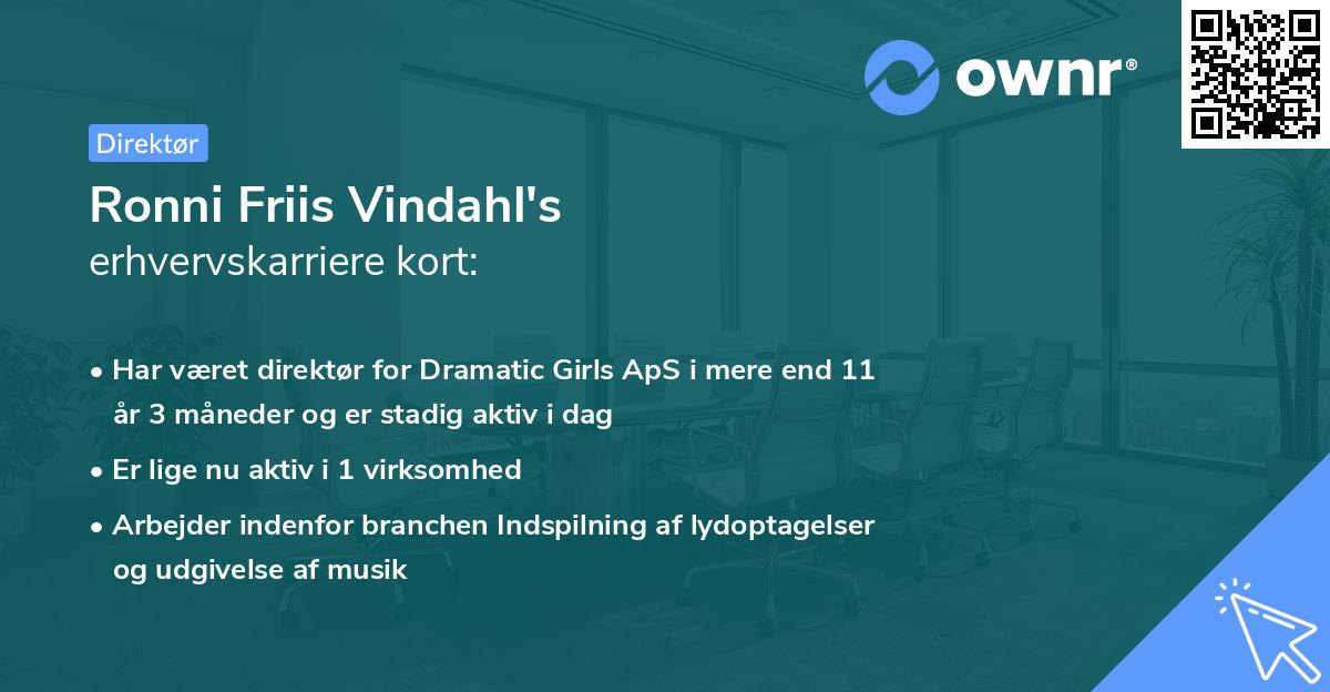 Ronni Friis Vindahl's erhvervskarriere kort