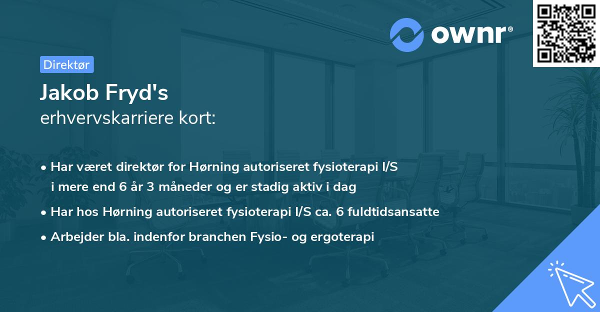 Jakob Fryd's erhvervskarriere kort