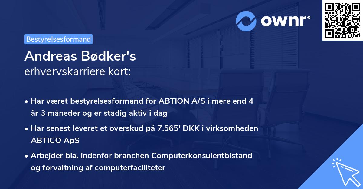 Andreas Bødker's erhvervskarriere kort