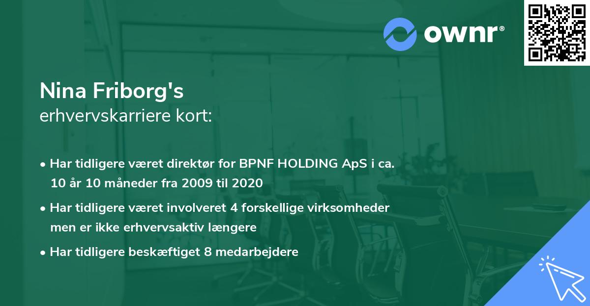 Nina Friborg's erhvervskarriere kort