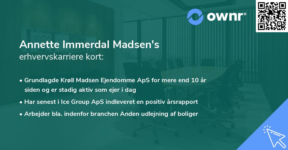 Annette Immerdal Madsen's erhvervskarriere kort