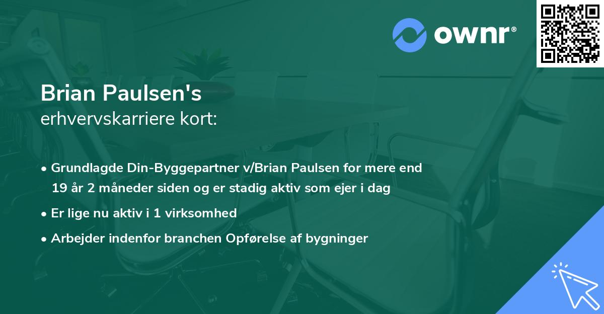 Brian Paulsen's erhvervskarriere kort