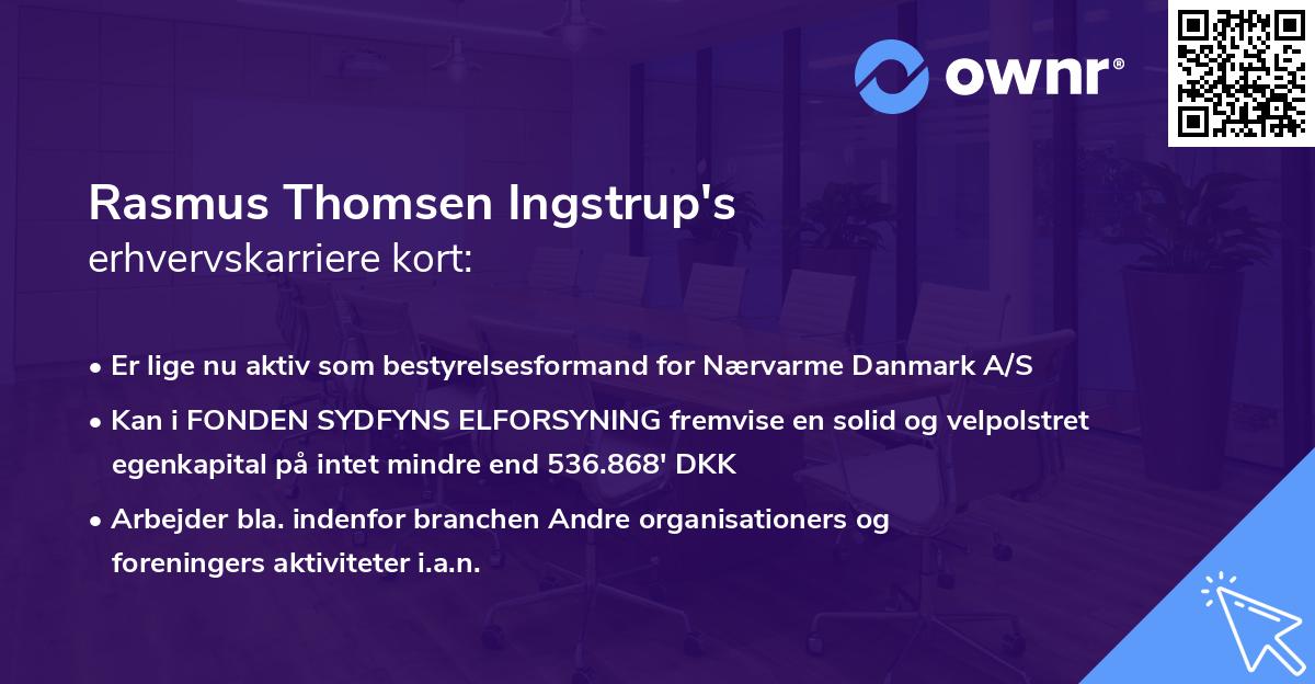 Rasmus Thomsen Ingstrup's erhvervskarriere kort