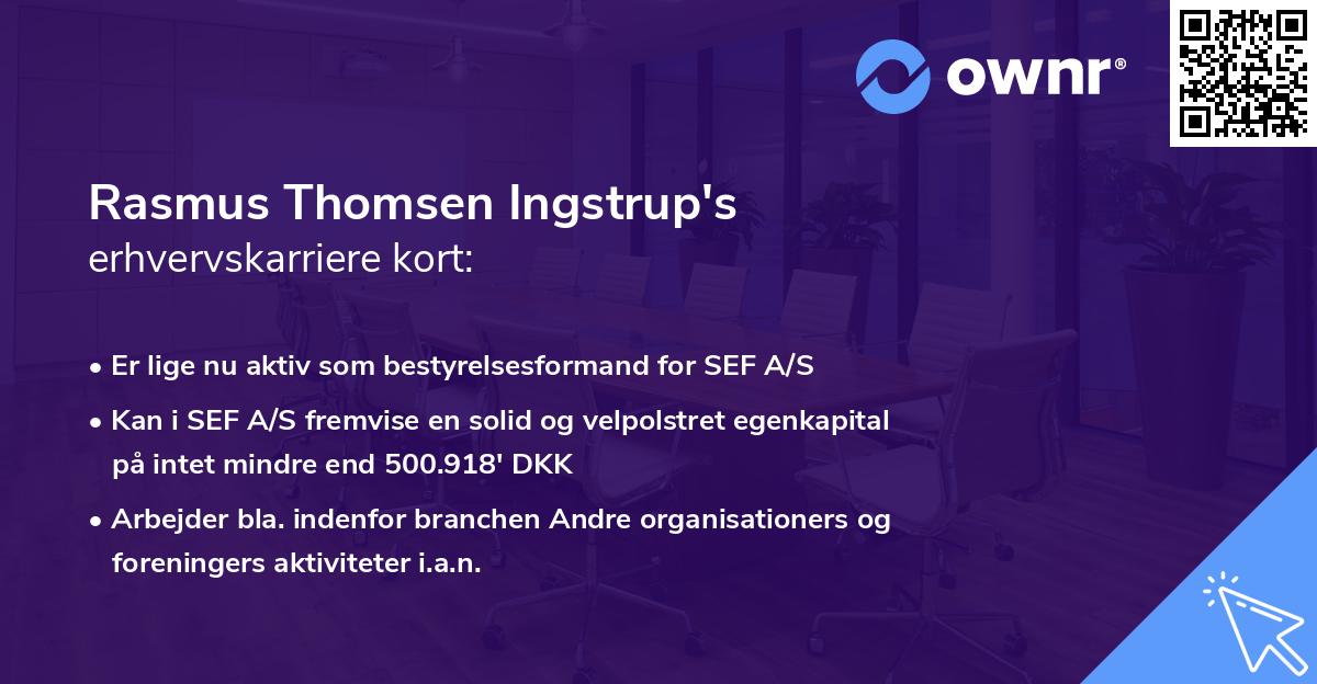 Rasmus Thomsen Ingstrup's erhvervskarriere kort