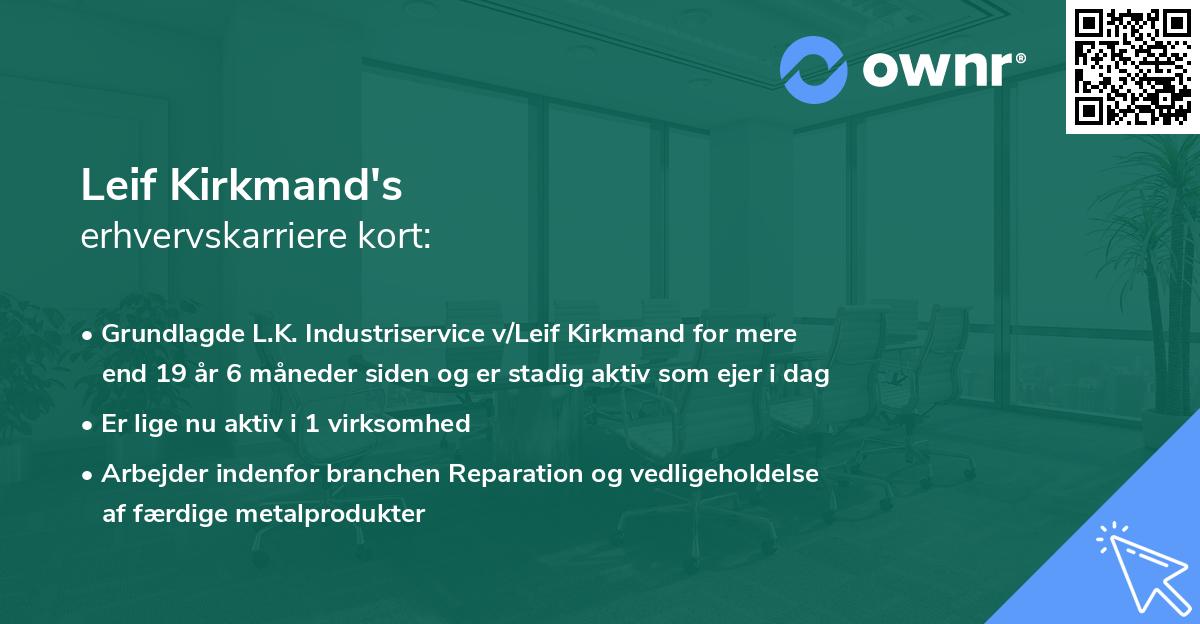 Leif Kirkmand's erhvervskarriere kort