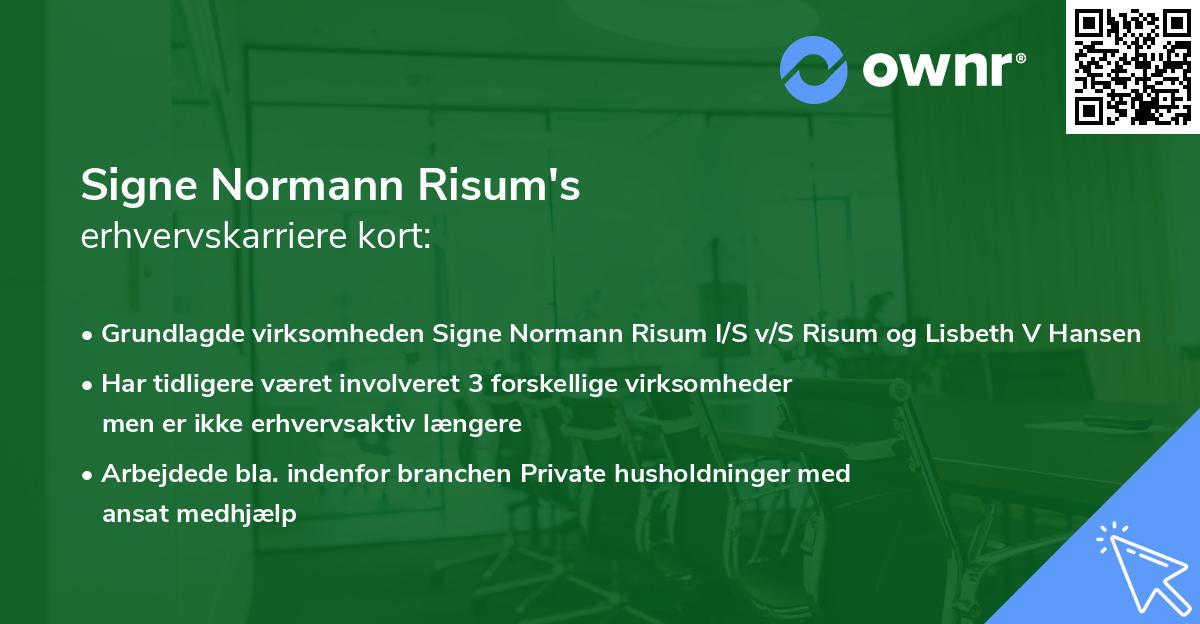 Signe Normann Risum's erhvervskarriere kort