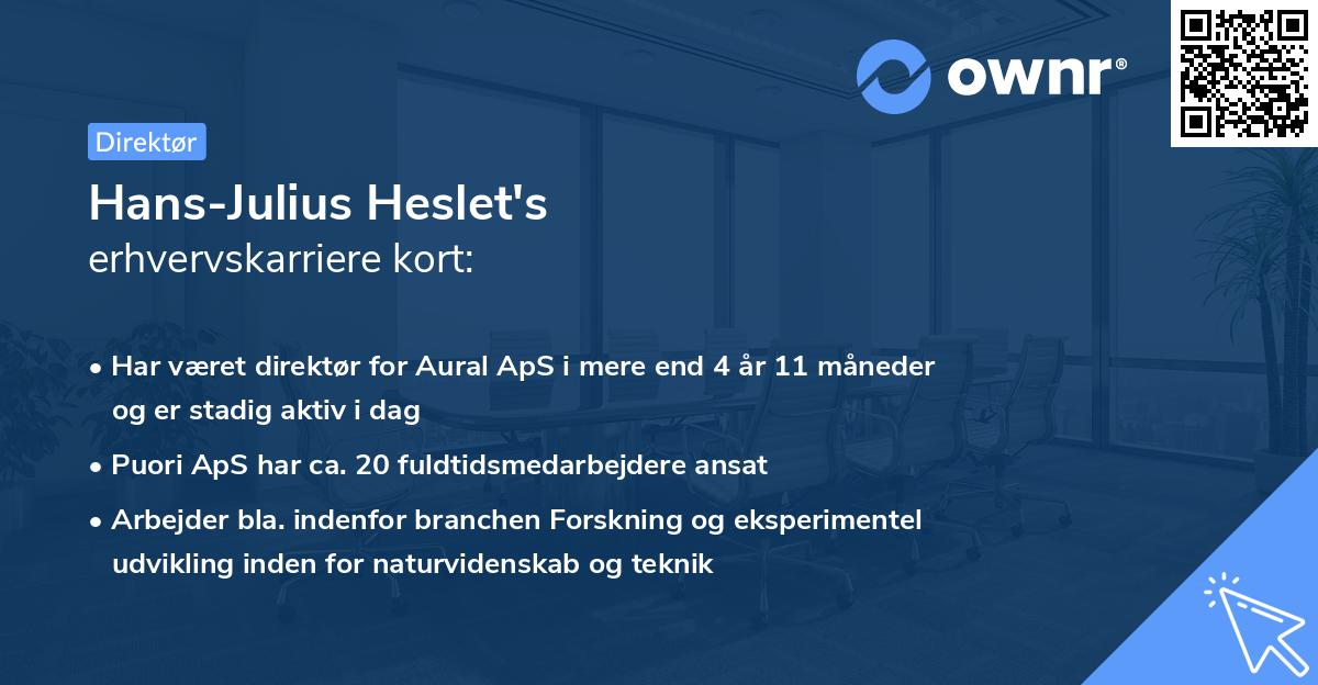 Hans-Julius Heslet's erhvervskarriere kort