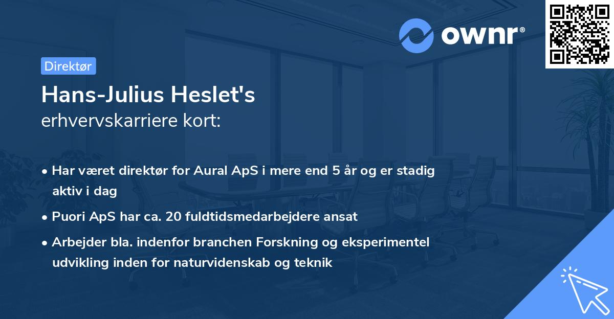 Hans-Julius Heslet's erhvervskarriere kort