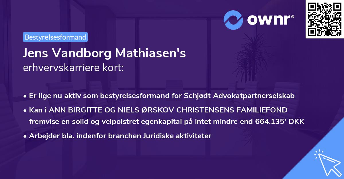 Jens Vandborg Mathiasen's erhvervskarriere kort