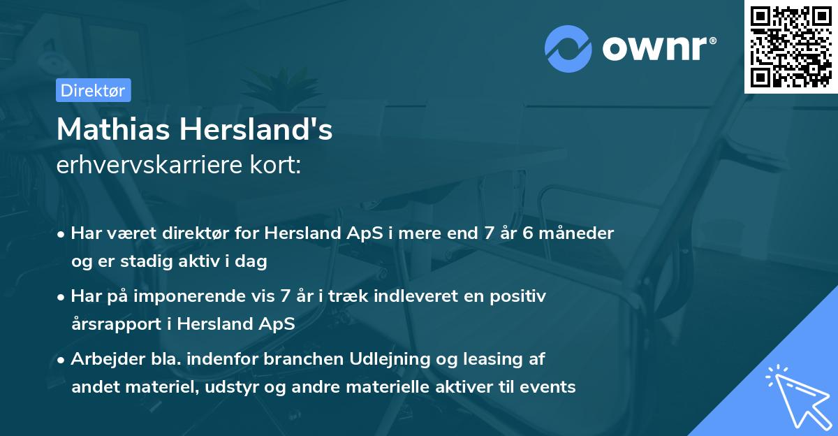 Mathias Hersland's erhvervskarriere kort