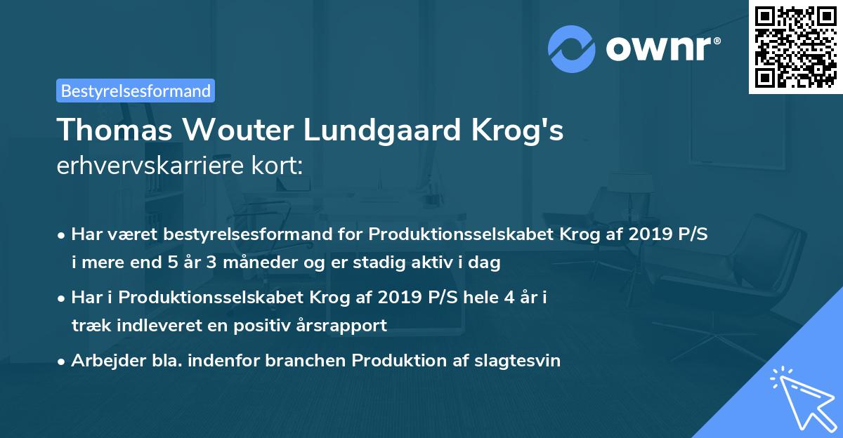 Thomas Wouter Lundgaard Krog's erhvervskarriere kort