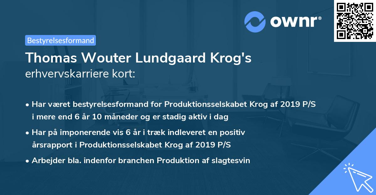 Thomas Wouter Lundgaard Krog's erhvervskarriere kort