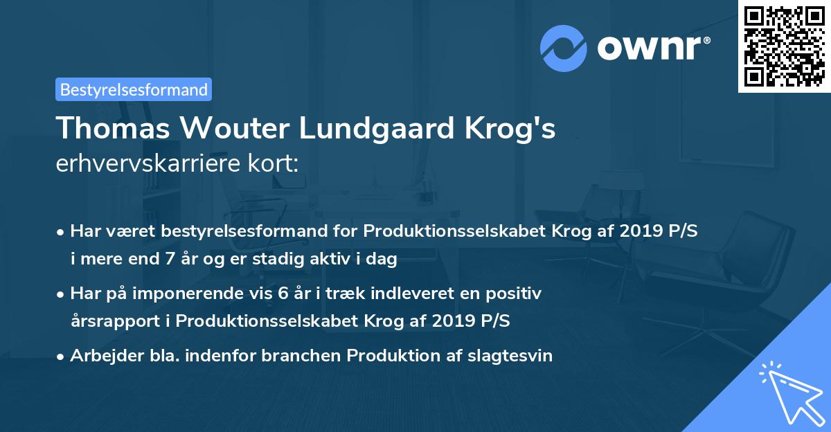 Thomas Wouter Lundgaard Krog's erhvervskarriere kort