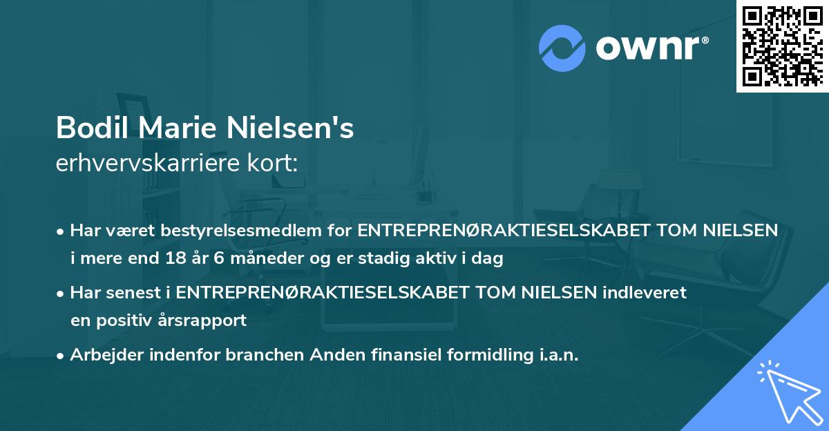 Bodil Marie Nielsen's erhvervskarriere kort