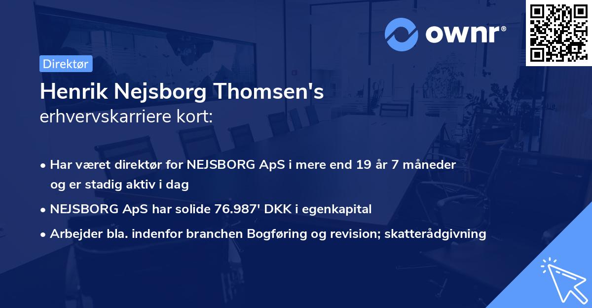 Henrik Nejsborg Thomsen's erhvervskarriere kort