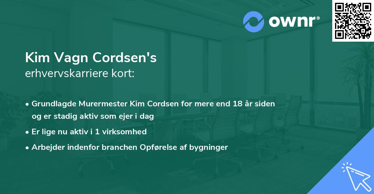 Kim Vagn Cordsen's erhvervskarriere kort
