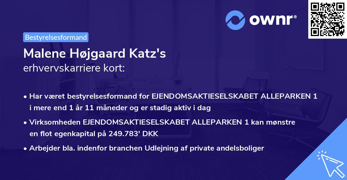 Malene Højgaard Katz's erhvervskarriere kort