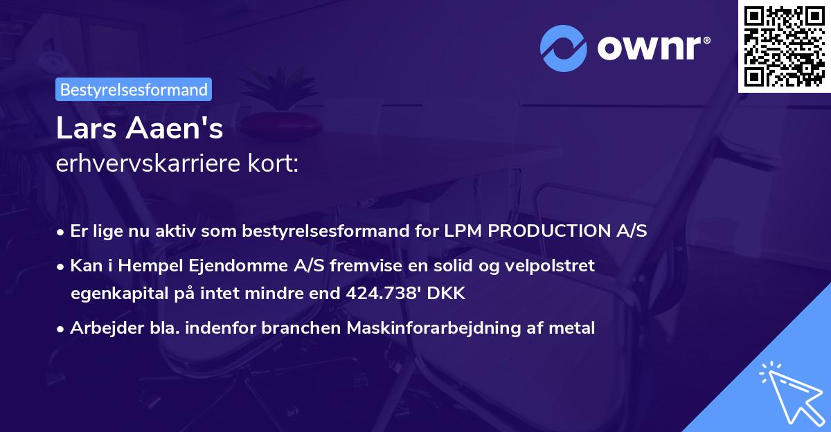 Lars Aaen's erhvervskarriere kort