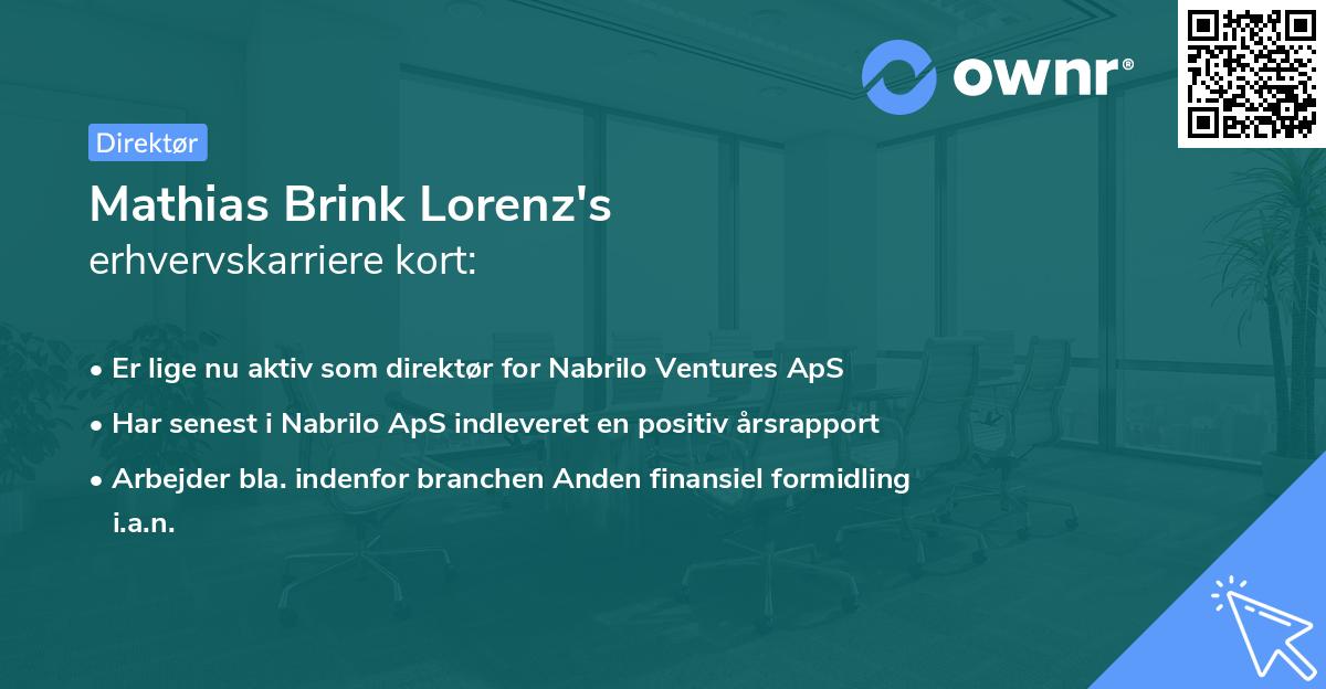 Mathias Brink Lorenz's erhvervskarriere kort
