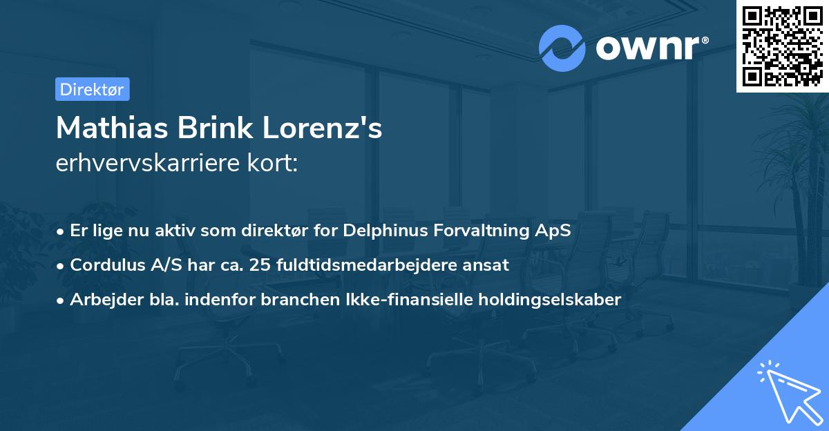 Mathias Brink Lorenz's erhvervskarriere kort