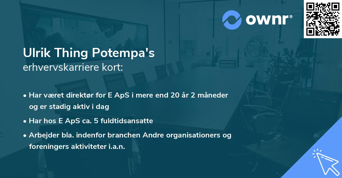 Ulrik Thing Potempa's erhvervskarriere kort