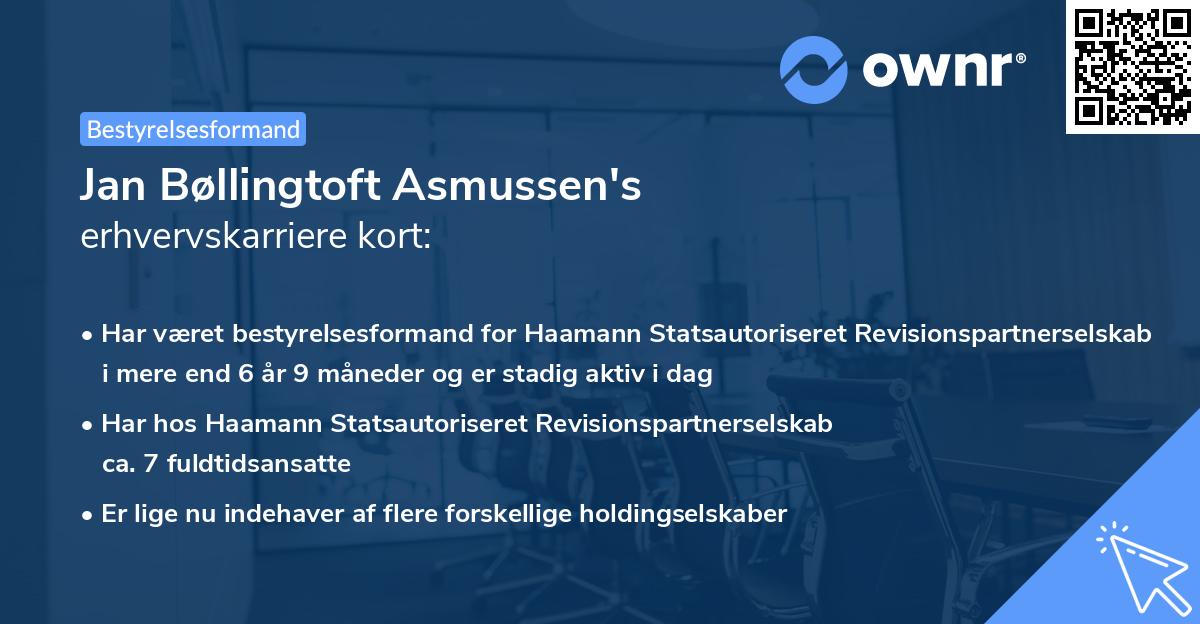 Jan Bøllingtoft Asmussen's erhvervskarriere kort