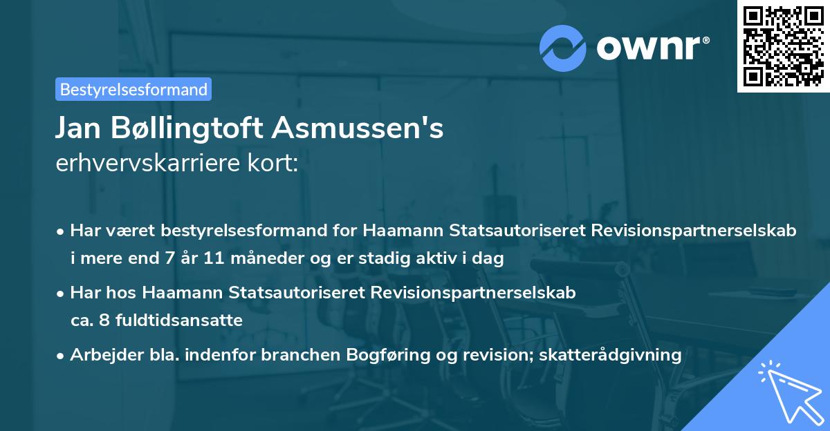 Jan Bøllingtoft Asmussen's erhvervskarriere kort