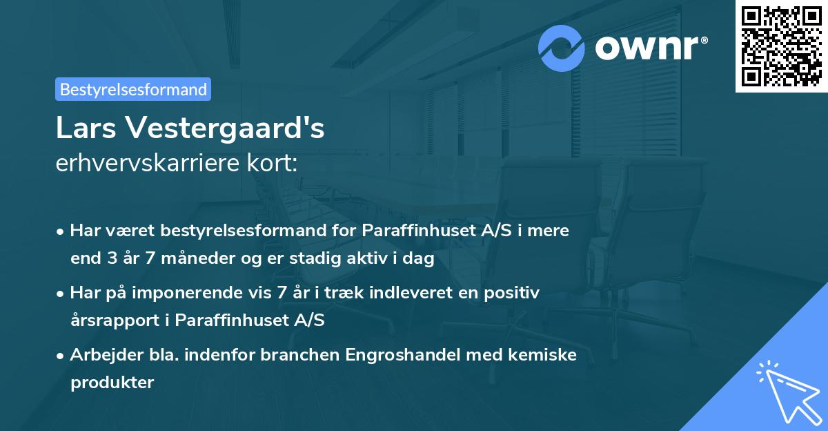 Lars Vestergaard's erhvervskarriere kort