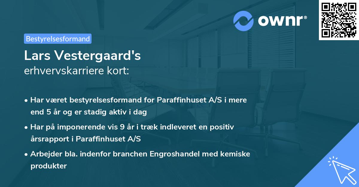 Lars Vestergaard's erhvervskarriere kort