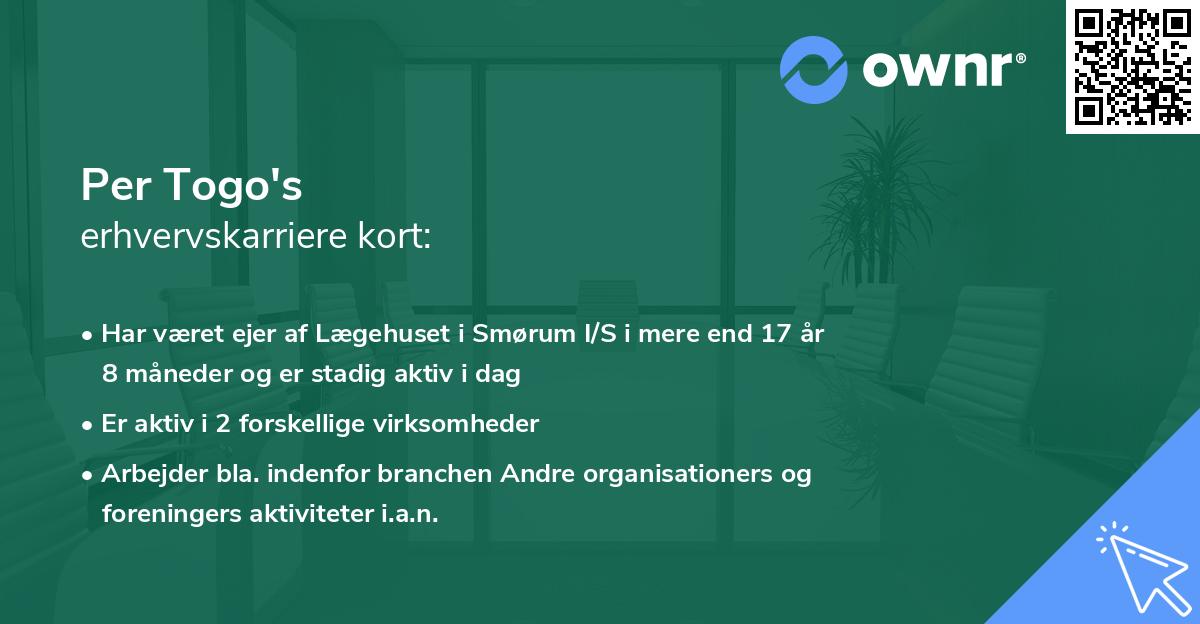 Per Togo's erhvervskarriere kort