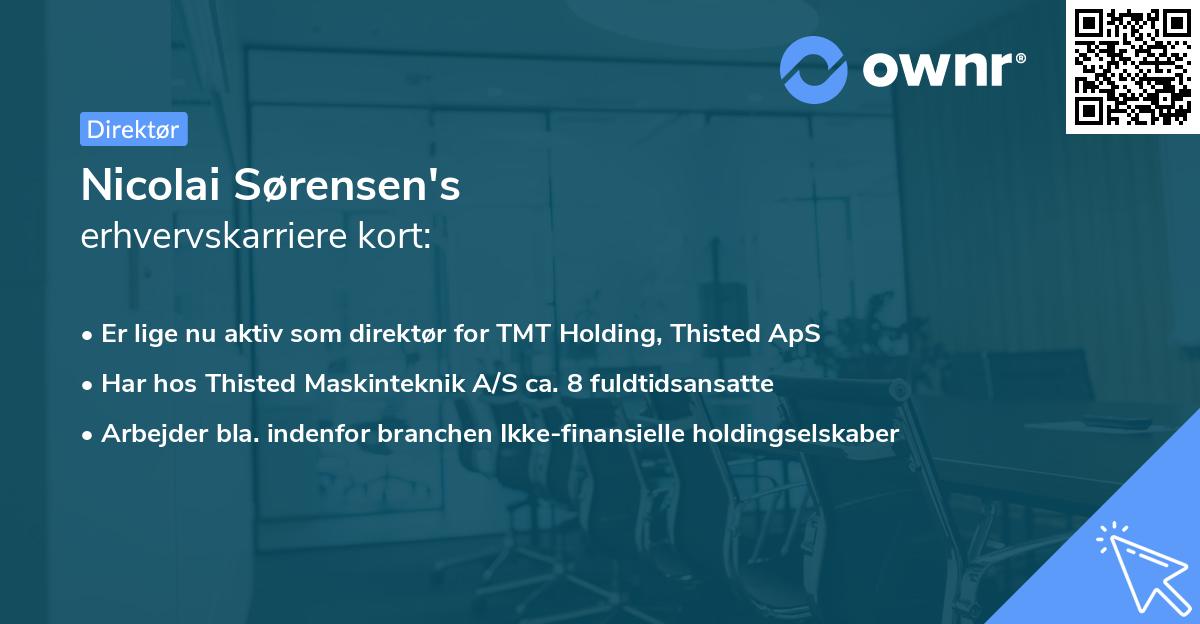 Nicolai Sørensen's erhvervskarriere kort