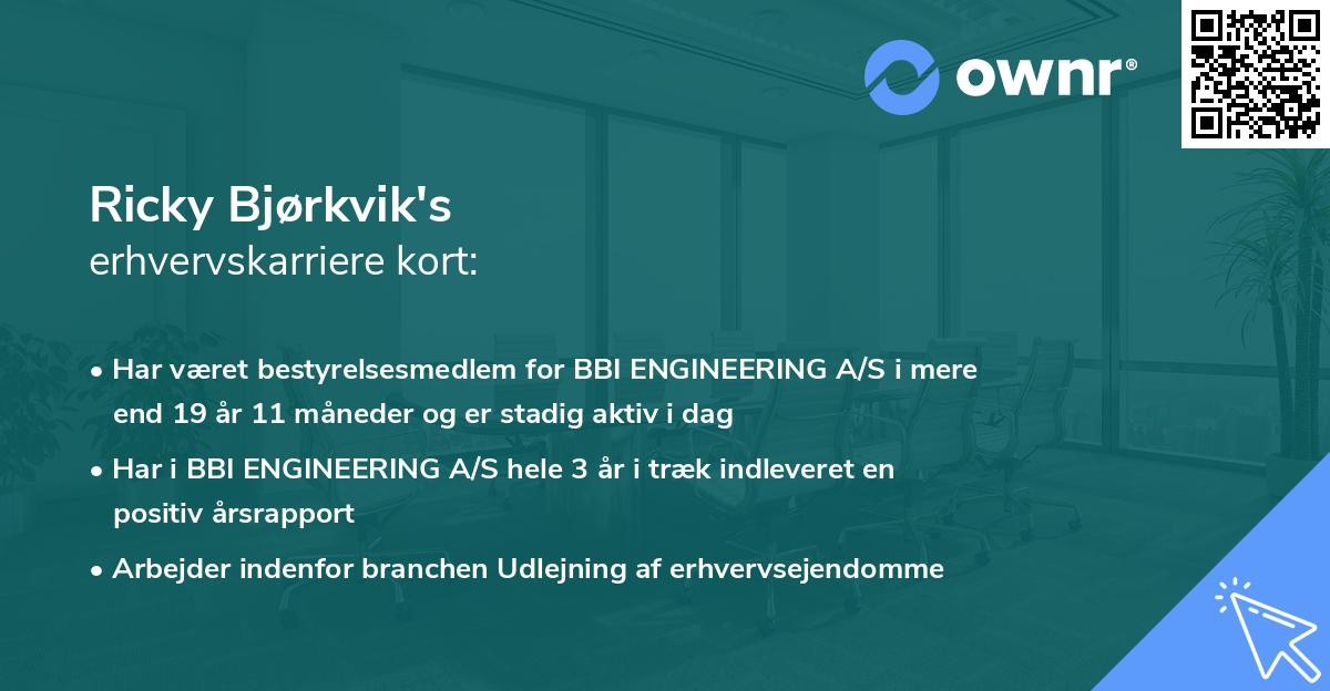 Ricky Bjørkvik's erhvervskarriere kort