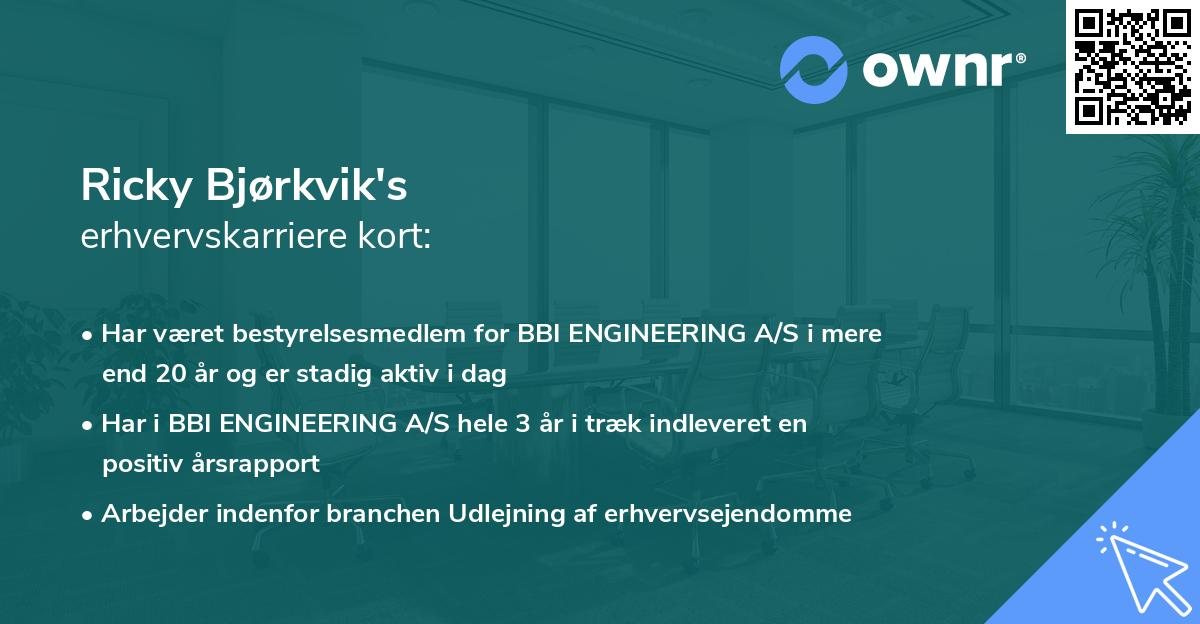 Ricky Bjørkvik's erhvervskarriere kort