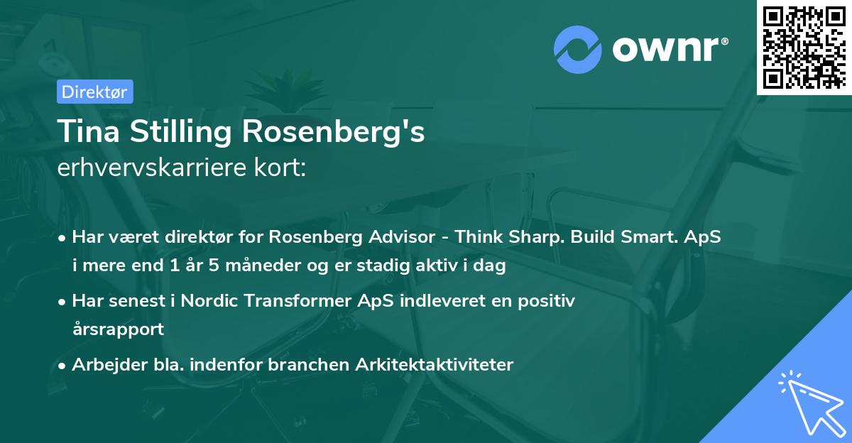 Tina Stilling Rosenberg's erhvervskarriere kort