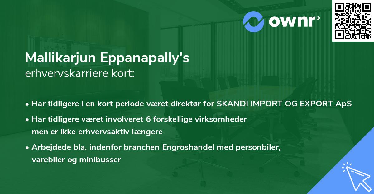 Mallikarjun Eppanapally's erhvervskarriere kort
