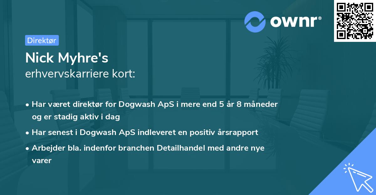 Nick Myhre's erhvervskarriere kort