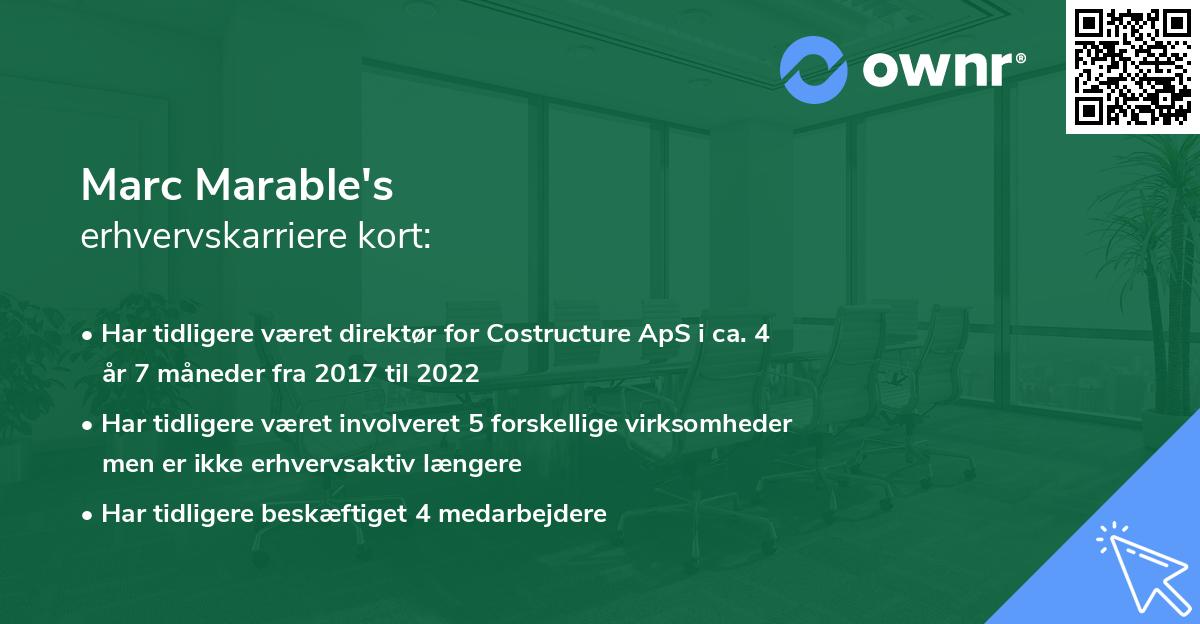 Marc Marable's erhvervskarriere kort