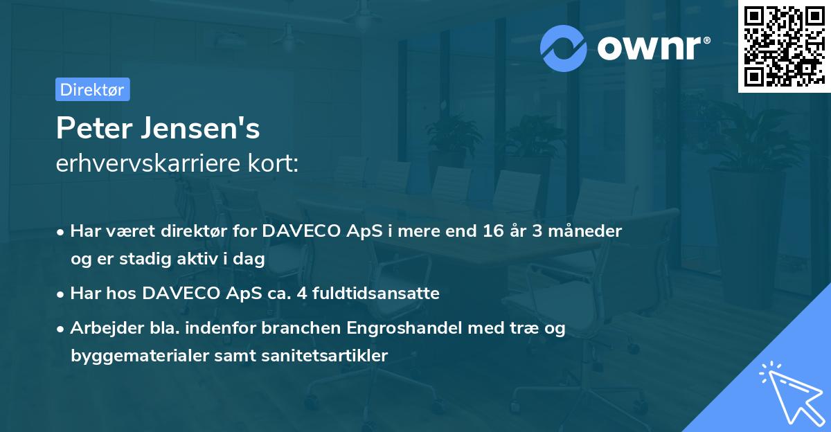 Peter Jensen's erhvervskarriere kort