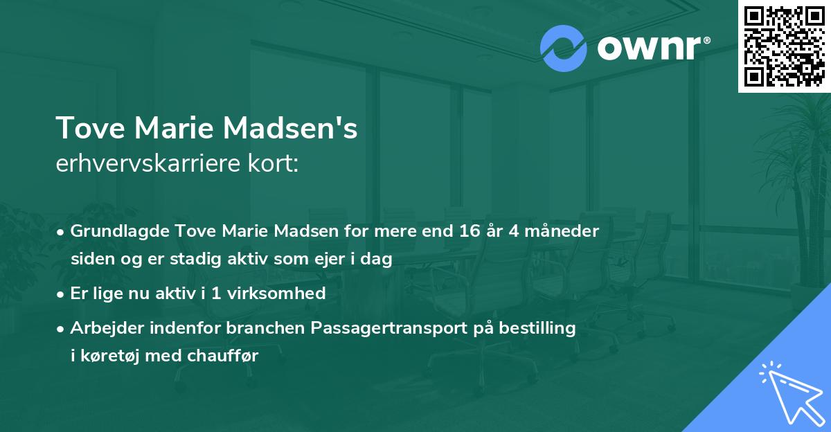 Tove Marie Madsen's erhvervskarriere kort