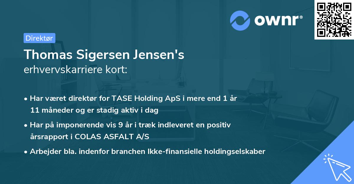 Thomas Sigersen Jensen's erhvervskarriere kort