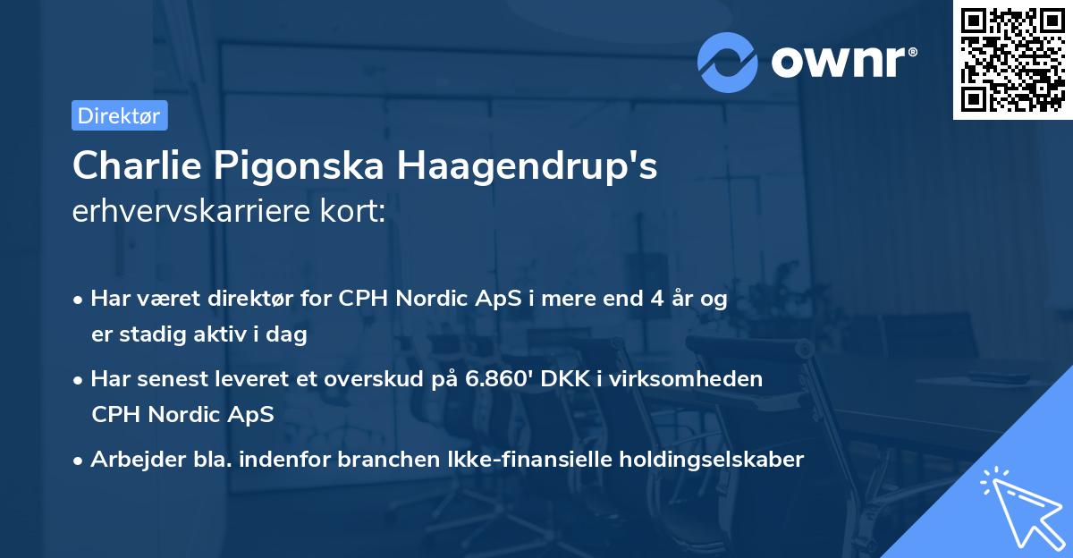 Charlie Pigonska Haagendrup's erhvervskarriere kort