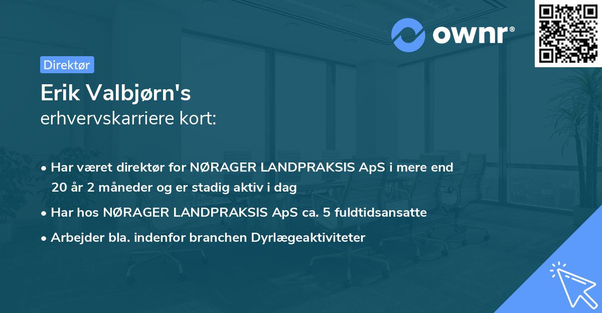 Erik Valbjørn's erhvervskarriere kort