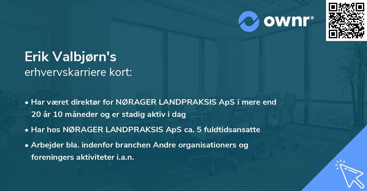 Erik Valbjørn's erhvervskarriere kort