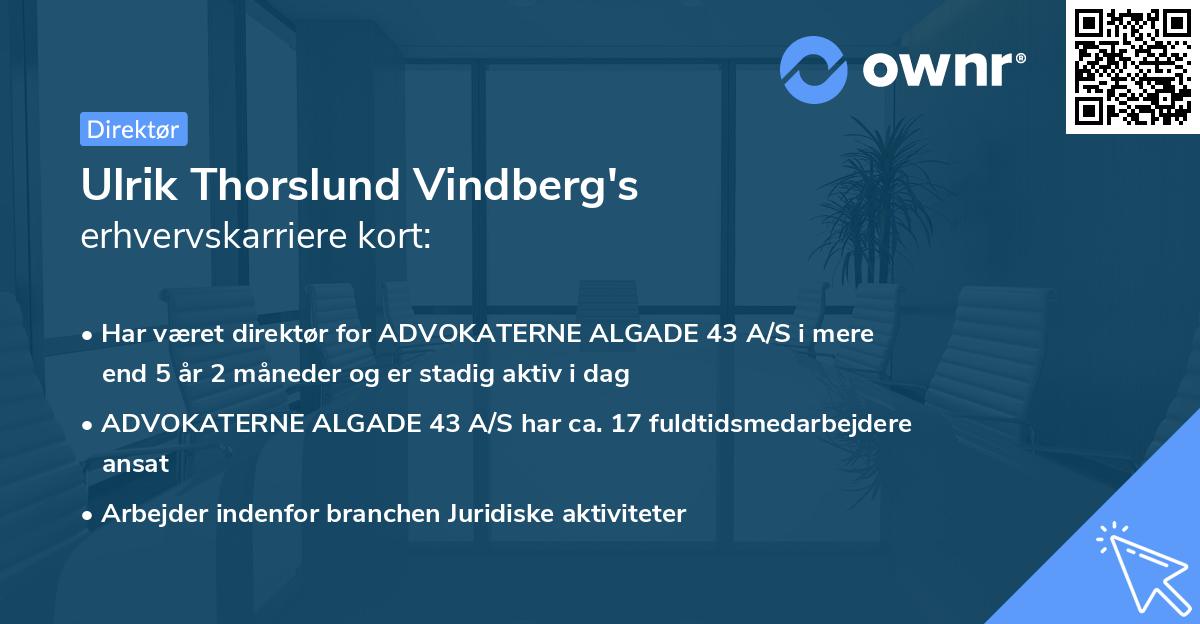 Ulrik Thorslund Vindberg's erhvervskarriere kort