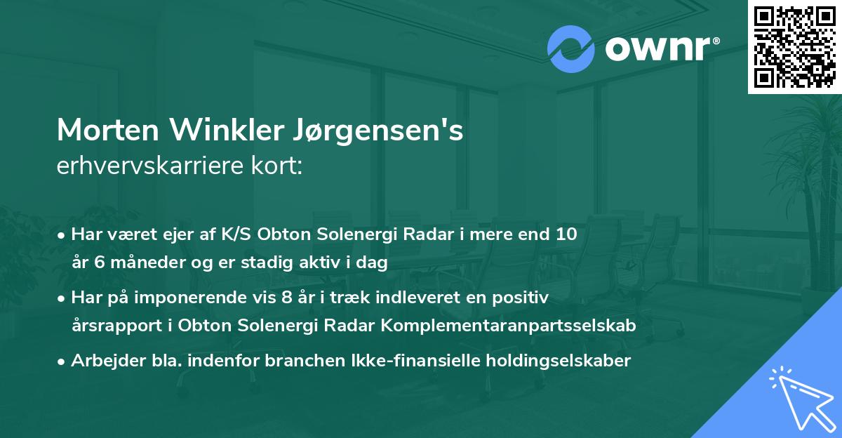 Morten Winkler Jørgensen's erhvervskarriere kort