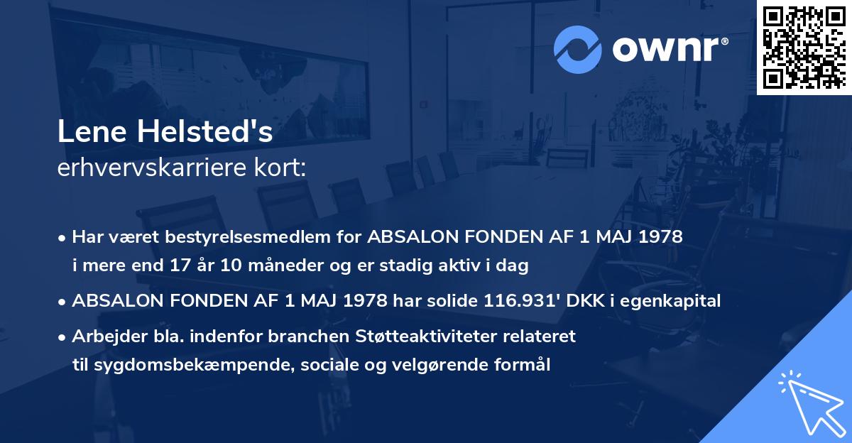 Lene Helsted's erhvervskarriere kort