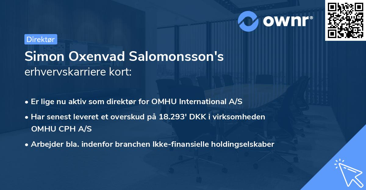Simon Oxenvad Salomonsson's erhvervskarriere kort