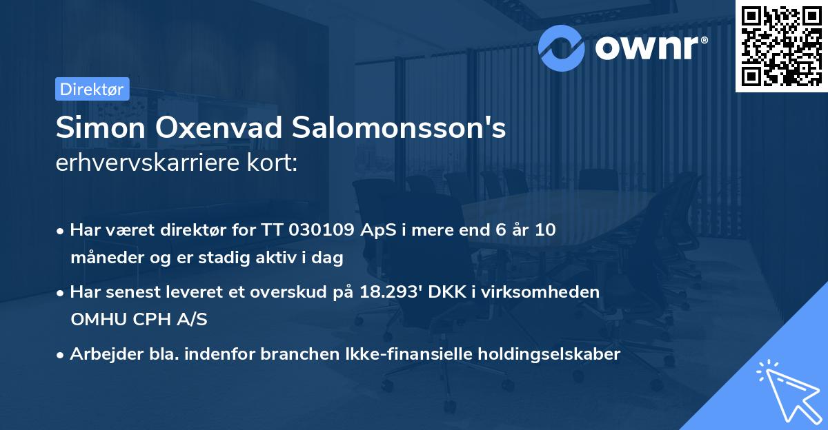 Simon Oxenvad Salomonsson's erhvervskarriere kort